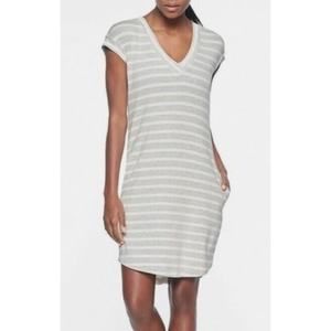Athleta Newport Sweatshirt Dress Gray Striped Oversized Athlesure Cozy S